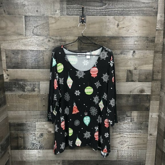 New Direction Tops - New Direction Long Sleeve Christmas Tunic Top 2X